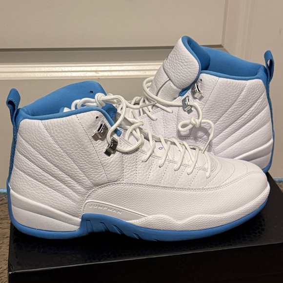 New Jordan 12 RetroWhite and Blue Sneakers Melo 2025